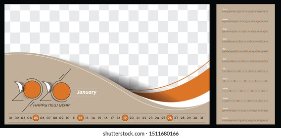 Happy new year 2020 Calendar - New Year Holiday design elements for holiday cards, calendar banner poster for decorations, Vector Illustration Background.