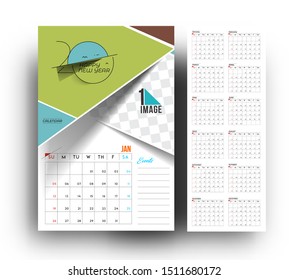 Happy new year 2020 Calendar - New Year Holiday design elements for holiday cards, calendar banner poster for decorations, Vector Illustration Background.