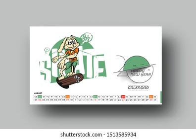 Happy new year 2020 Calendar - New Year Holiday design elements for holiday cards, calendar banner poster for decorations, Vector Illustration Background.