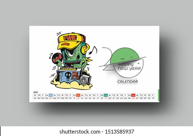 Happy new year 2020 Calendar - New Year Holiday design elements for holiday cards, calendar banner poster for decorations, Vector Illustration Background.