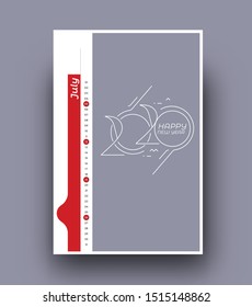 Happy new year 2020 Calendar - New Year Holiday design elements for holiday cards, calendar banner poster for decorations, Vector Illustration Background.