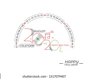Happy new year 2020 Calendar - New Year Holiday design elements for holiday cards, calendar banner poster for decorations, Vector Illustration Background.