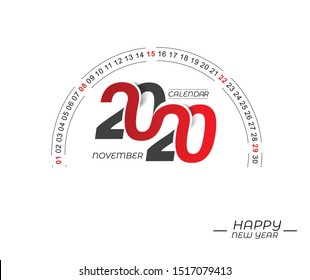 Happy new year 2020 Calendar - New Year Holiday design elements for holiday cards, calendar banner poster for decorations, Vector Illustration Background.