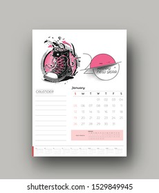 Happy new year 2020 Calendar - New Year Holiday design elements for holiday cards, calendar banner poster for decorations, Vector Illustration Background.