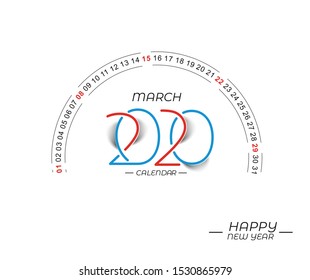 Happy new year 2020 Calendar - New Year Holiday design elements for holiday cards, calendar banner poster for decorations, Vector Illustration Background.