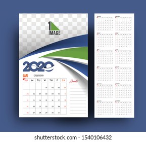 Happy new year 2020 Calendar - New Year Holiday design elements for holiday cards, calendar banner poster for decorations, Vector Illustration Background.