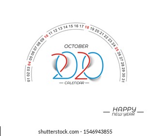Happy new year 2020 Calendar - New Year Holiday design elements for holiday cards, calendar banner poster for decorations, Vector Illustration Background.