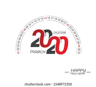 Happy new year 2020 Calendar - New Year Holiday design elements for holiday cards, calendar banner poster for decorations, Vector Illustration Background.