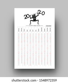 Happy new year 2020 Calendar - New Year Holiday design elements for holiday cards, calendar banner poster for decorations, Vector Illustration Background.