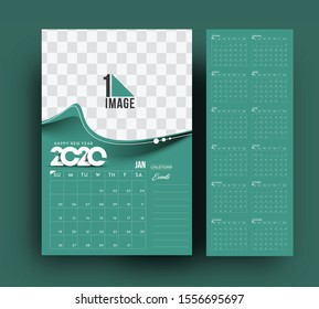 Happy new year 2020 Calendar - New Year Holiday design elements for holiday cards, calendar banner poster for decorations, Vector Illustration Background.