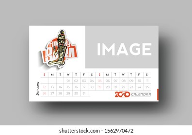 Happy new year 2020 Calendar - New Year Holiday design elements for holiday cards, calendar banner poster for decorations, Vector Illustration Background.