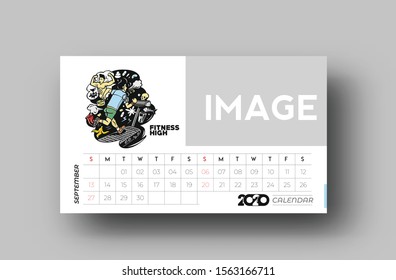 Happy new year 2020 Calendar - New Year Holiday design elements for holiday cards, calendar banner poster for decorations, Vector Illustration Background.