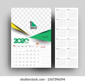 Happy new year 2020 Calendar - New Year Holiday design elements for holiday cards, calendar banner poster for decorations, Vector Illustration Background.