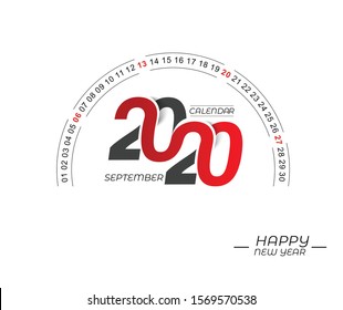 Happy new year 2020 Calendar - New Year Holiday design elements for holiday cards, calendar banner poster for decorations, Vector Illustration Background.