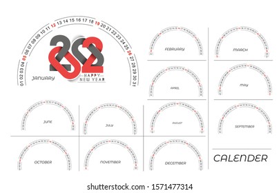 Happy new year 2020 Calendar - New Year Holiday design elements for holiday cards, calendar banner poster for decorations, Vector Illustration Background.