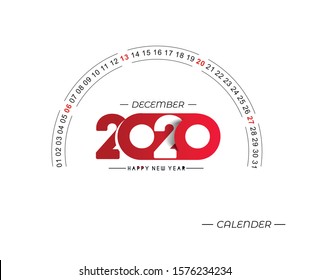 Happy new year 2020 Calendar - New Year Holiday design elements for holiday cards, calendar banner poster for decorations, Vector Illustration Background.