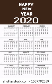 happy new year 2020 calendar vector design.