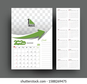 Happy new year 2020 Calendar - New Year Holiday design elements for holiday cards, calendar banner poster for decorations, Vector Illustration Background.