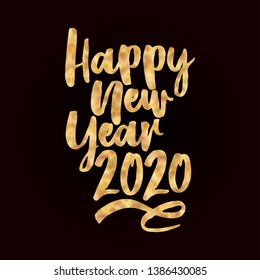 Happy New Year 2020 - calligraphy phrase for Holidays. Hand drawn lettering for greeting cards, invitations. Good for t-shirt, mug, scrap booking, gift, printing press.  