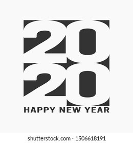 Happy New Year 2020 card text design. Vector illustration