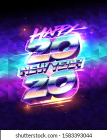 Happy New year 2020, card, poster or banner design concept