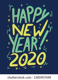 Happy New Year 2020 cartoon poster