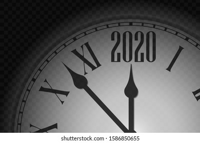 Happy New Year 2020 celebrate banner with clock 