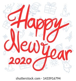 Happy New Year 2020 Celebration greeting card illustration for New Year eve - Vector Eps