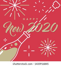 Happy New Year 2020 Celebration greeting card illustration for New Year eve - Vector Eps