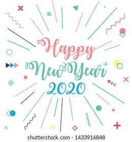 Happy New Year 2020 Celebration greeting card illustration for New Year eve - Vector Eps