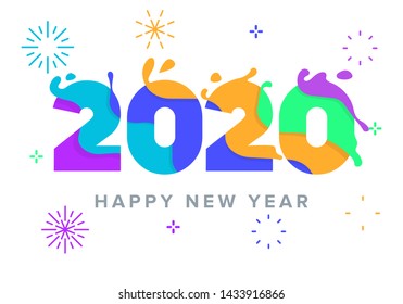 Happy New Year 2020 Celebration greeting card illustration for New Year eve - Vector Eps