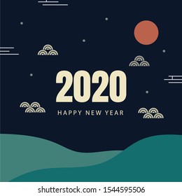 Happy new year 2020 celebration vector modern background. Template design Illustration. EPS10 - Vector