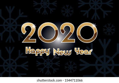 happy new year 2020 celebration label with golden numbers vector illustration design