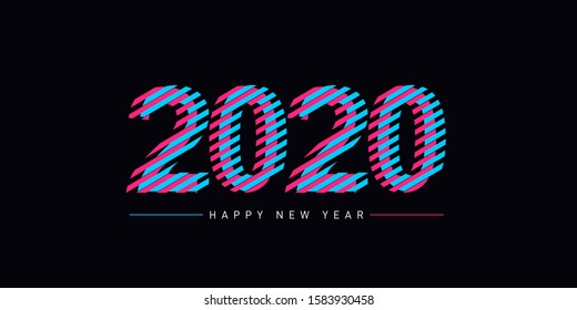 Happy new year 2020. New year celebrations sign template design. Holiday vector illustration