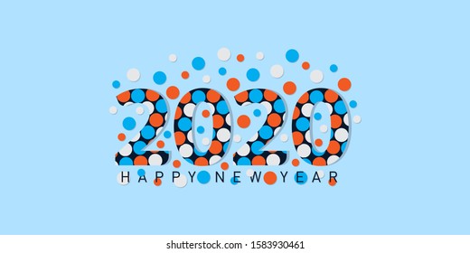 Happy new year 2020. New year celebrations sign template design. Holiday vector illustration