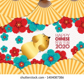 Happy new year 2020. Chinese new year greetings card, Year of the rat