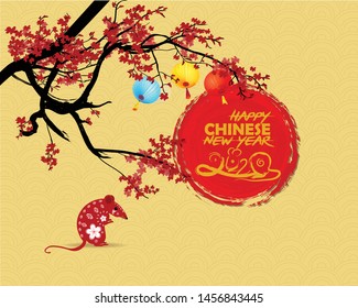 Happy new year 2020. Happy Chinese New Year 2020 year of the rat