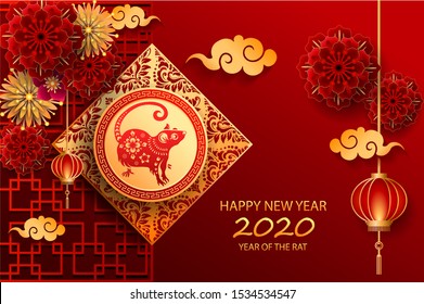 Happy new year 2020 / Chinese new year / Year of the rat