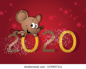 Happy New Year 2020. Chinese New Year. The year of the rat. Vector illustration