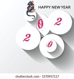 Happy New Year 2020. Chinese New Year. The year of the rat. Vector illustration