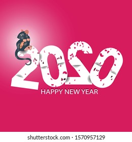 Happy New Year 2020. Chinese New Year. The year of the rat. Vector illustration