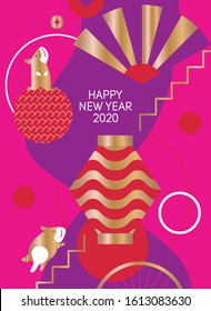 Happy new year, 2020, Chinese new year greetings, Year of the Rat , fortune. (Chinese translation: Chinese new year, rich, Rat)