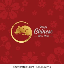 Happy new year 2020, chinese card 2020 with the Zodiac Metal Mouse and GONG XI FA CAI (Wish you prosper in the new year) on a red background vector design