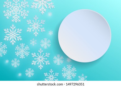 Happy New Year 2020. Christmas banner with snowflakes. Vector illustration. Falling snow.