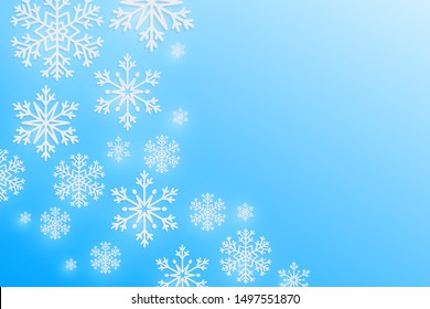 Happy New Year 2020. Christmas banner with snowflakes. Vector illustration. Falling snow.