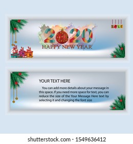 Happy New Year 2020! Christmas and New Year holidays background with water colors or winter season.