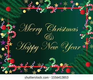 Happy new year 2020. Christmas greeting card. frame vector-illustration