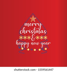 Happy new year 2020. Christmas tree, winter. Modern different flat design