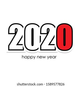 Happy New Year 2020 colored logo text design. Cover of business diary for 2020 with wishes. Brochure design template, card, banner. Colorful vector illustration. Isolated on white background.