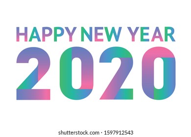 Happy New Year 2020 colored logo text design. Cover of business diary for 2020. Brochure design template, card, banner. Colorful vector illustration. Isolated on white background.